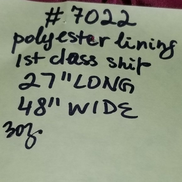 #7021 New Dark Red Polyester Lining Cut of Fabric. Beautiful fabric. - Picture 2 of 3